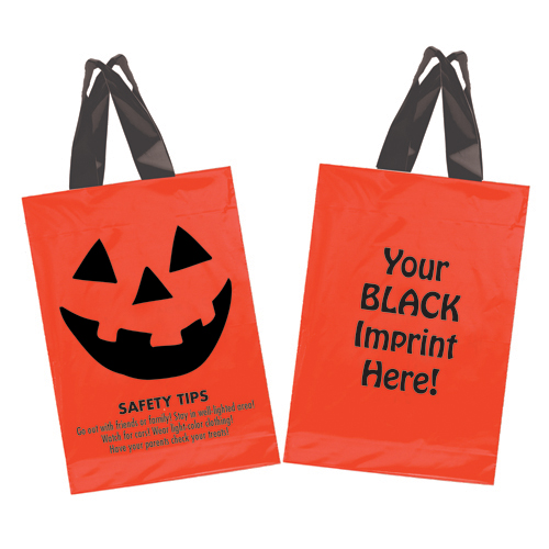 Orange LDPE Soft-loop Handled Bag with Black Fused Handles 2