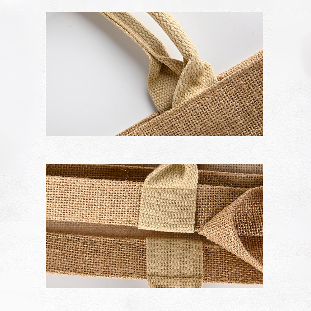 Jute Tote Bag with Transparent Panel, custom tote bag with logo imprint 3