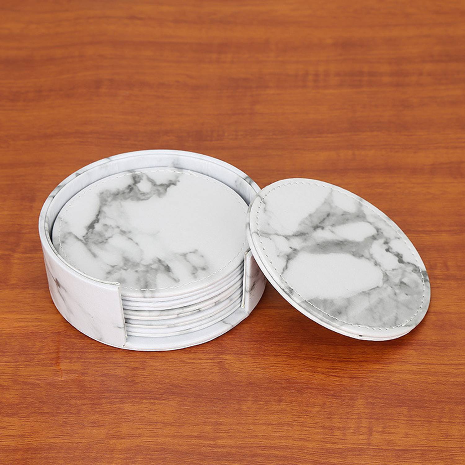 4" Pu 6pcs Set Home Tabletop Protection Drink Coasters 2