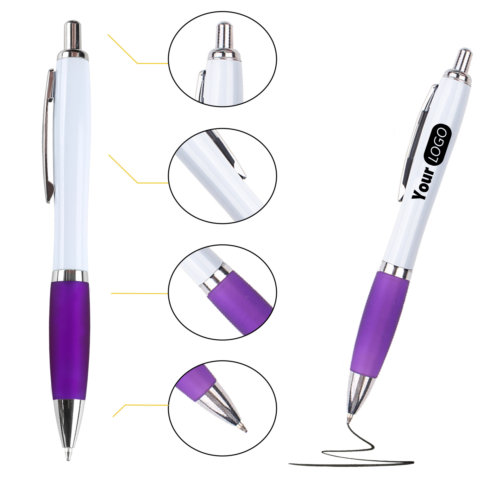 Retractable Plastic Ballpoint Pen With Colored Grip 5