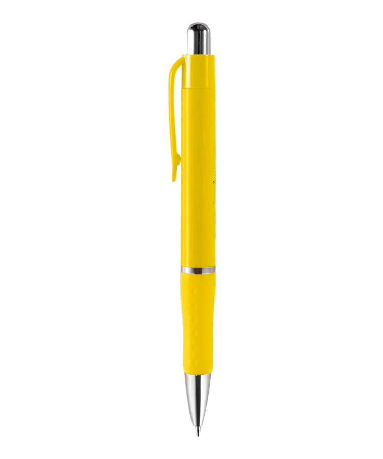 Union Printed - Rigid - Solid Colored Ballpoint Click Pen with Matching Rubber Grip 9