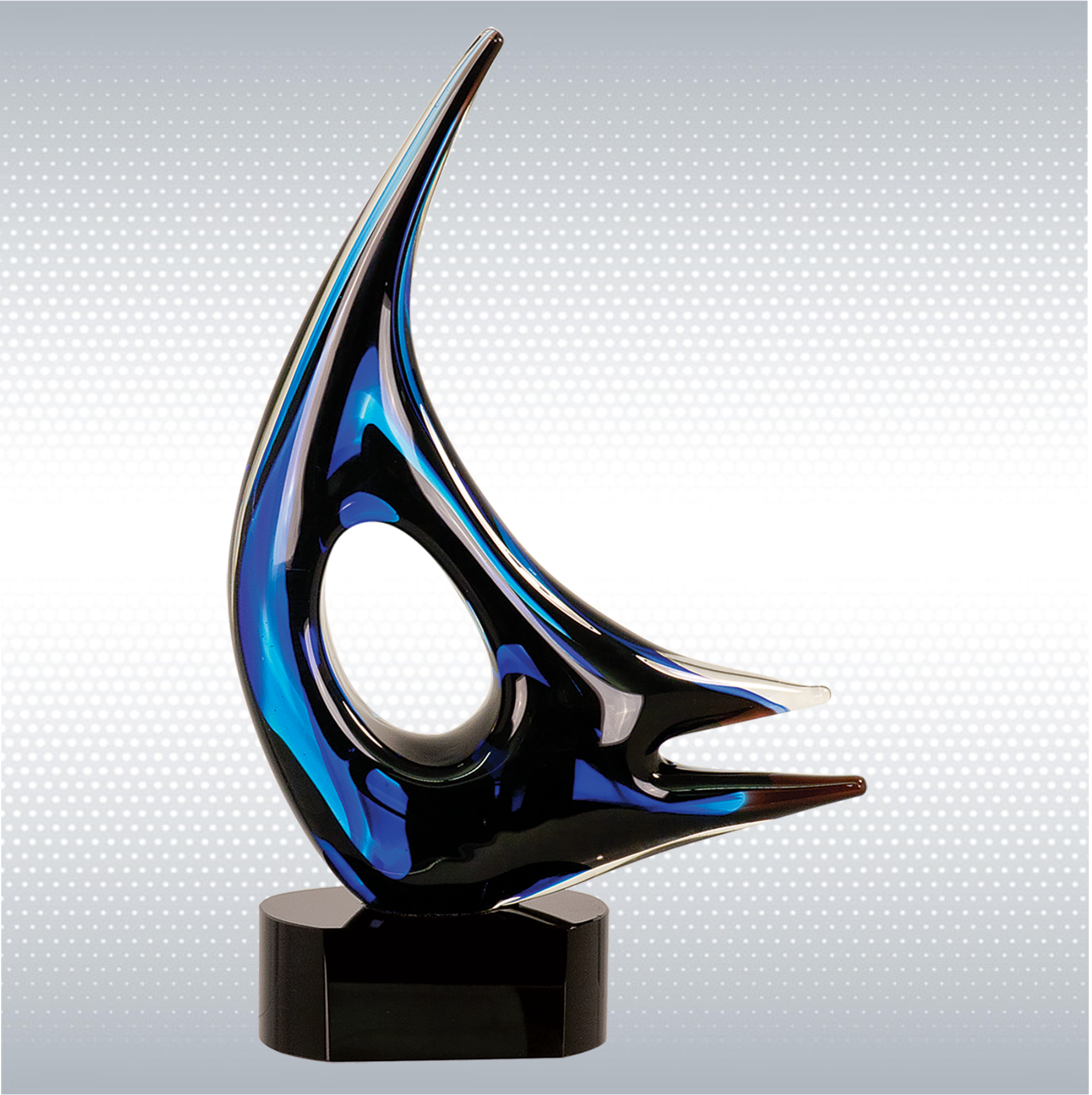 14 1/4" Blue Sail Art Glass 2