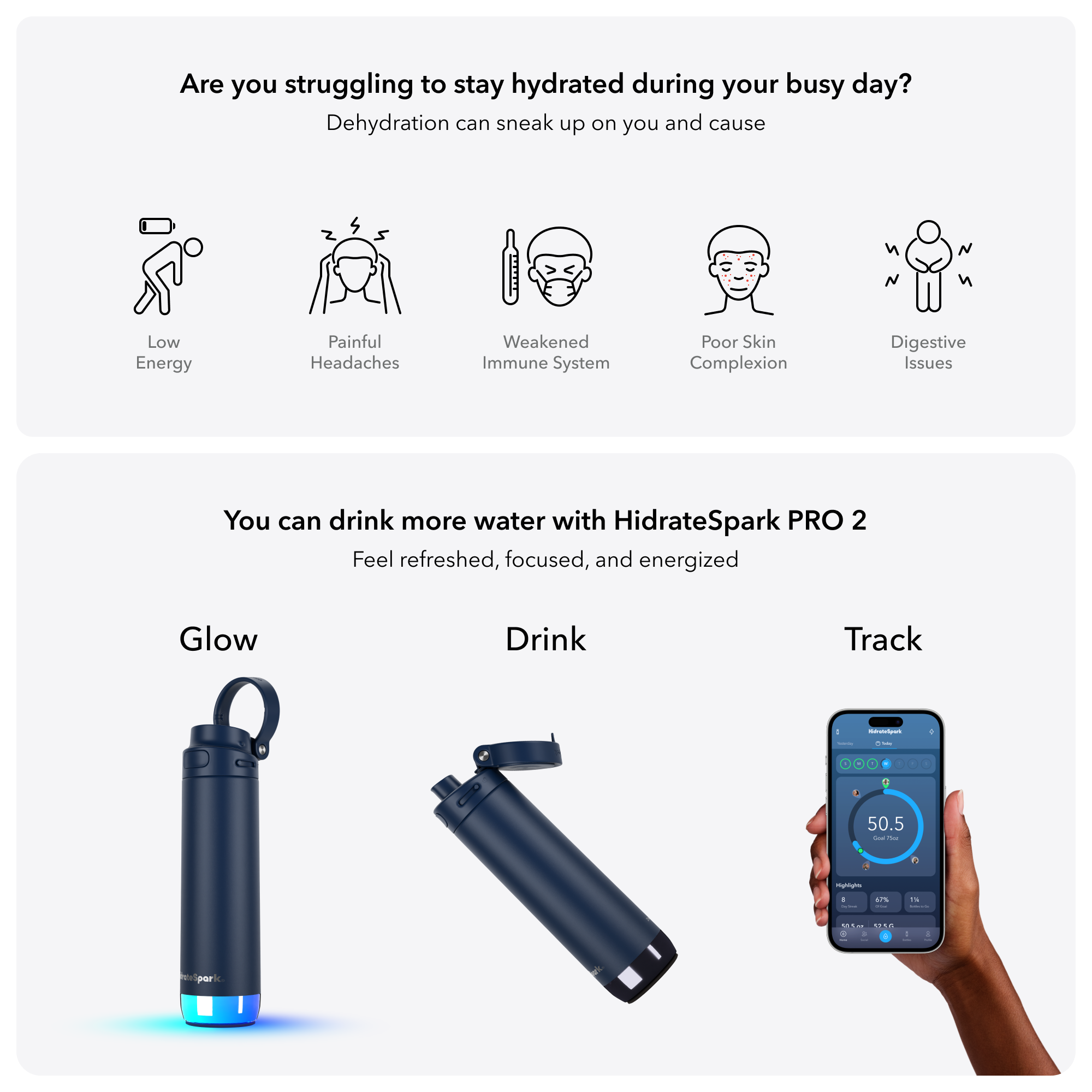 HidrateSpark® 21 oz. PRO 2 Bottle with Chug Lid, Laser, Standard 4