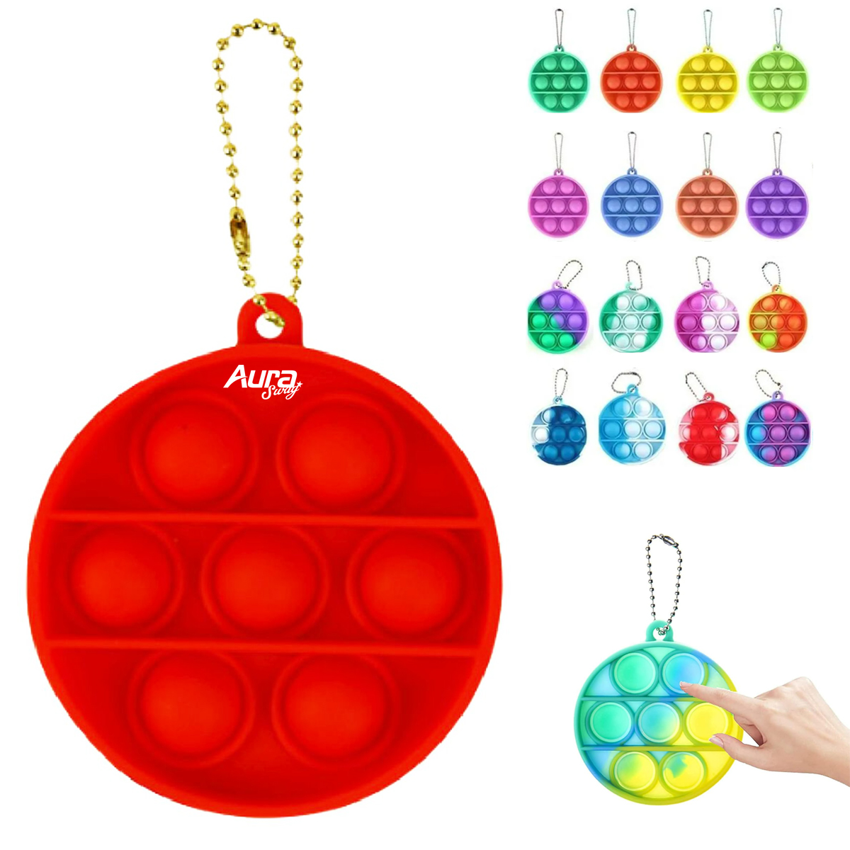 Round Pop Bubble Fidget Sensory Toy Keychain 3