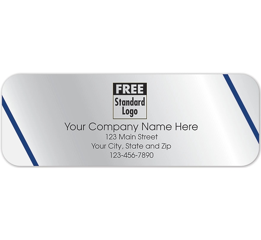 Rectangular Label on Silver Foil with Blue Lines 1