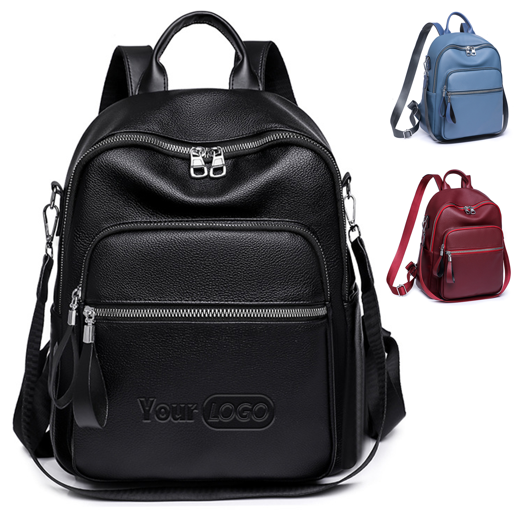 PU Leather Dual-use Casual Small Backpack Women 2