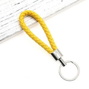 Chic Weaved PU Leather Keychain With Golden Buckle 17