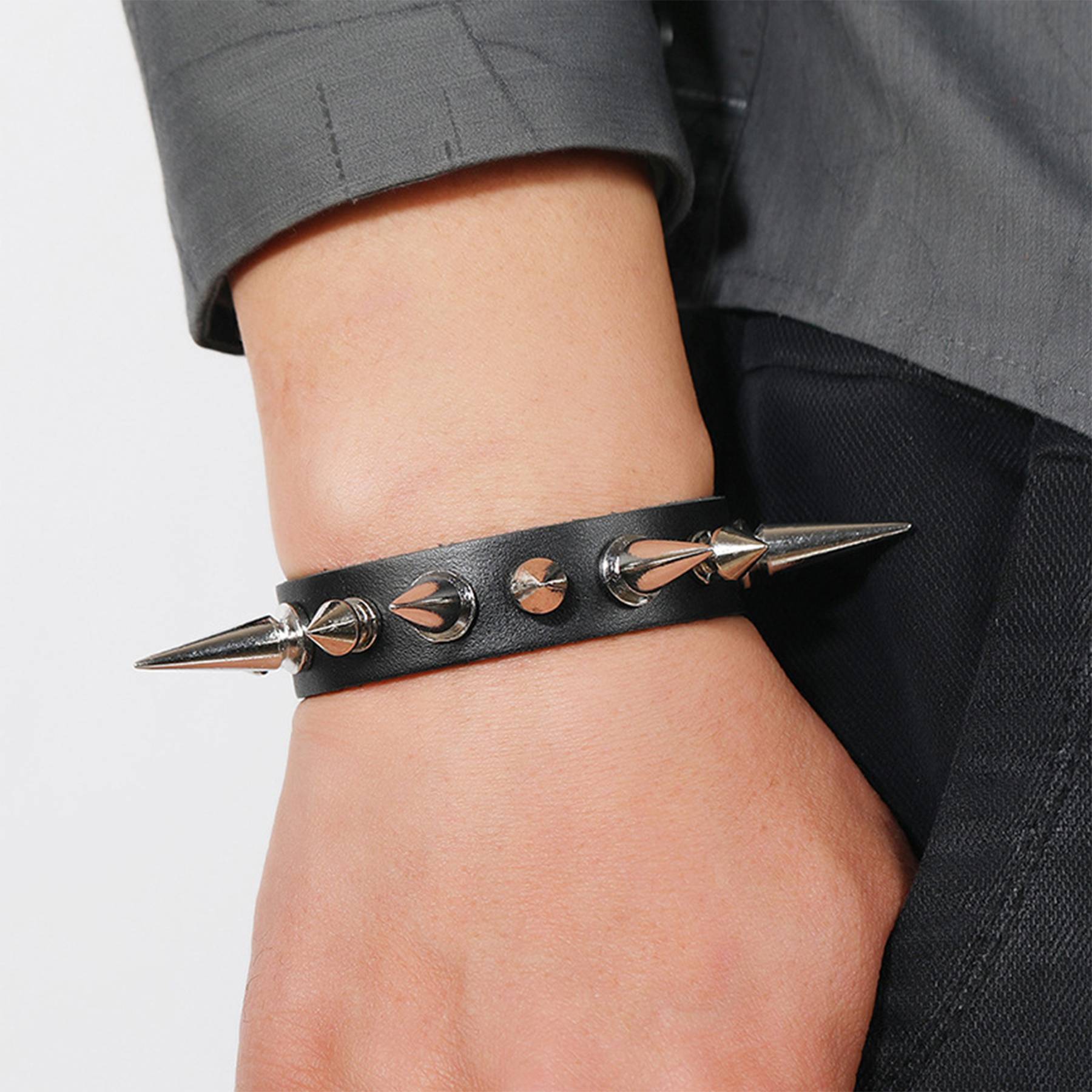 PU Punk style rivet spike bracelet 5