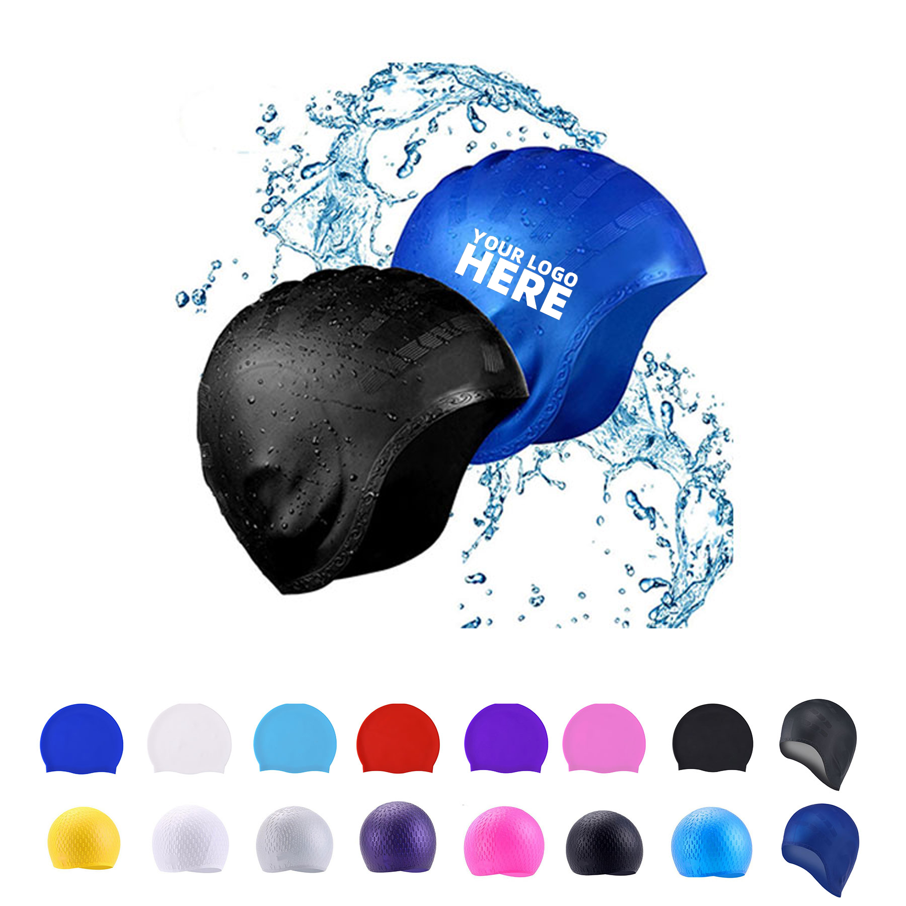 Unisex Ear Protected Silicone Swim Cap 2
