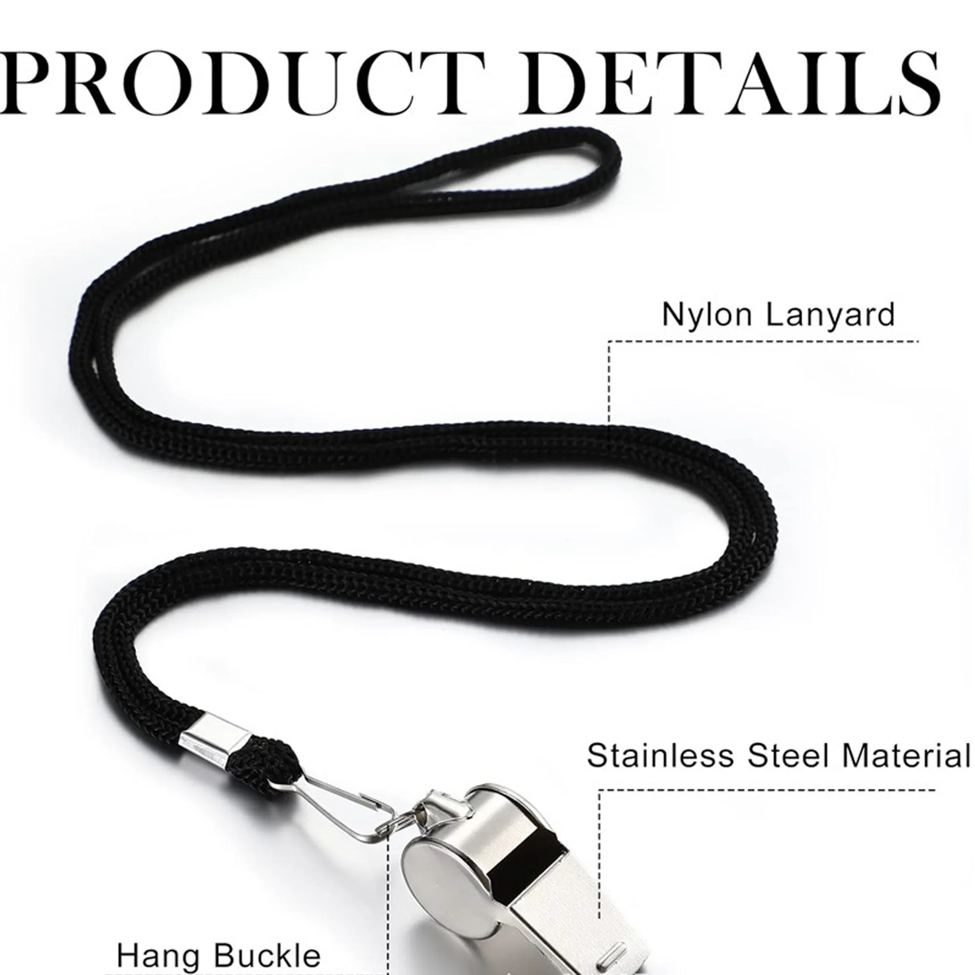 Stainless Steel Sports Whistle with Lanyard for Referees 2