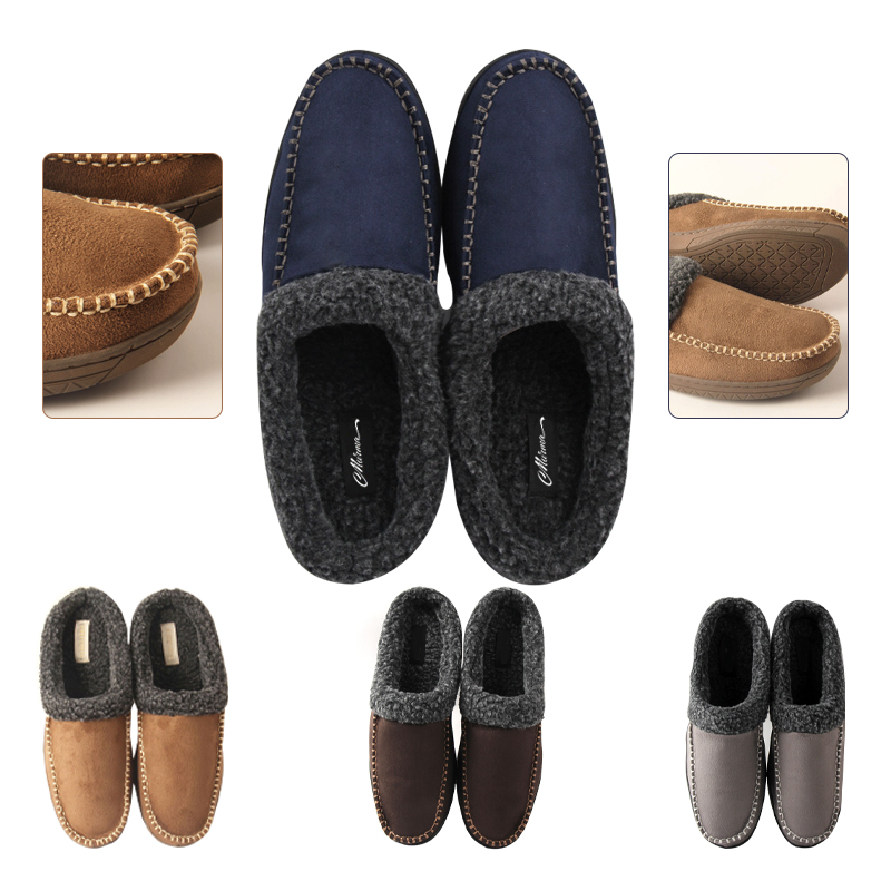Men's Comfy Fuzzy House Slipper Scuff Memory Foam Slip on Wa 2