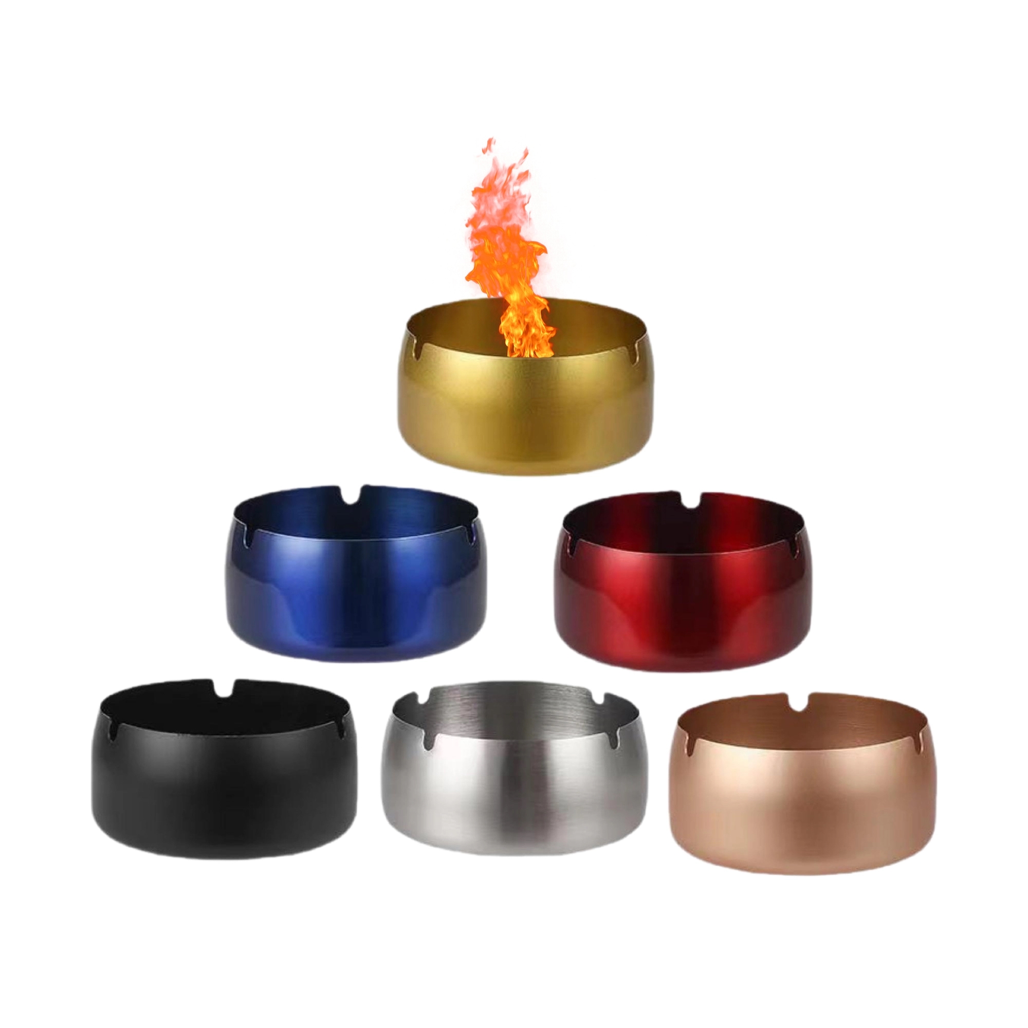 MOQ 50 Deluxe Stainless Steel Round Ashtray 8