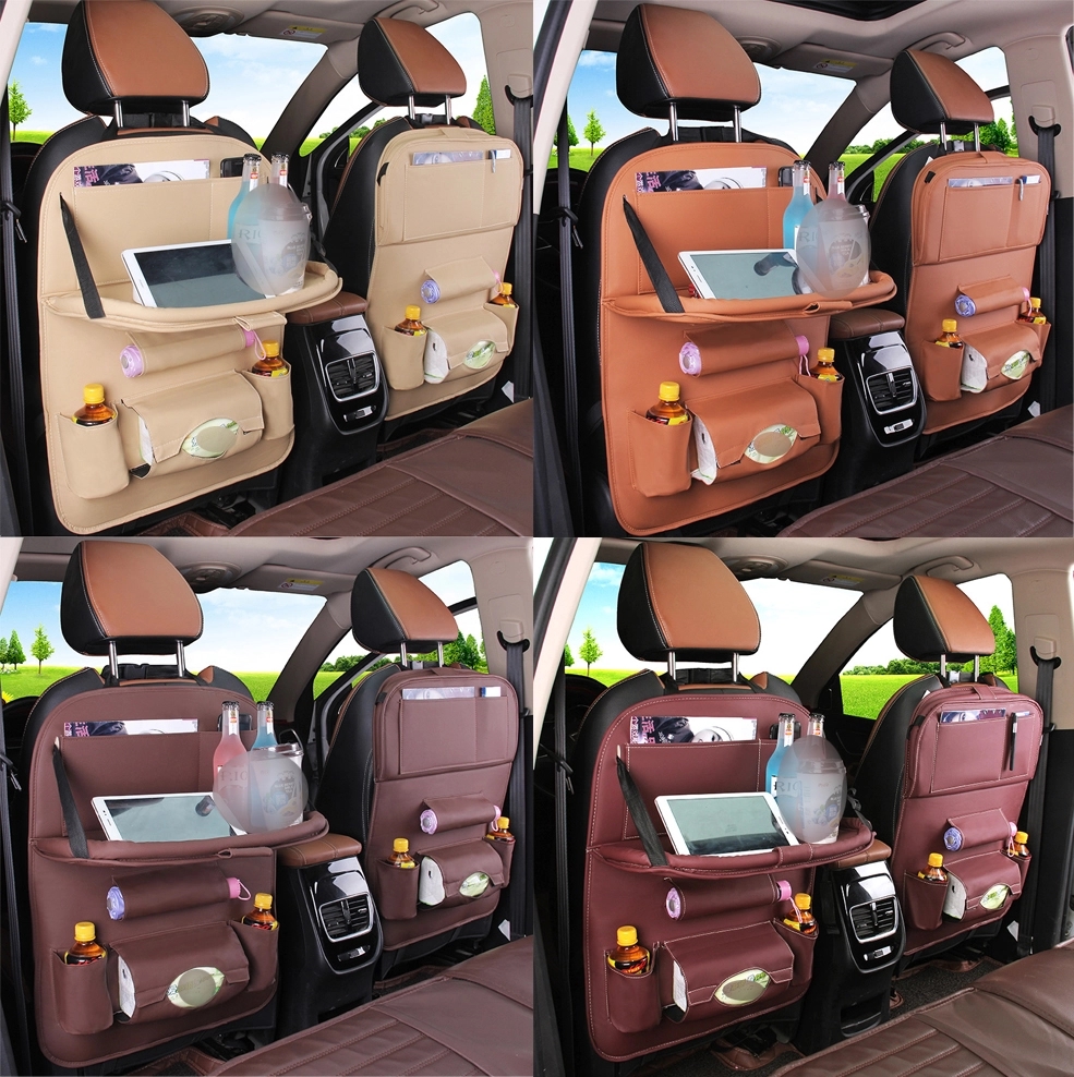 Pu Leather Car Backseat Organizer With Tablet Holder 1