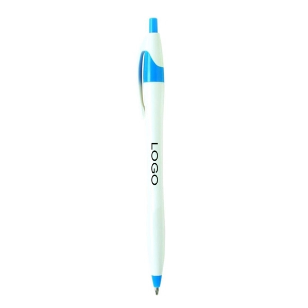 Plastic Pen White with light blue trim 1