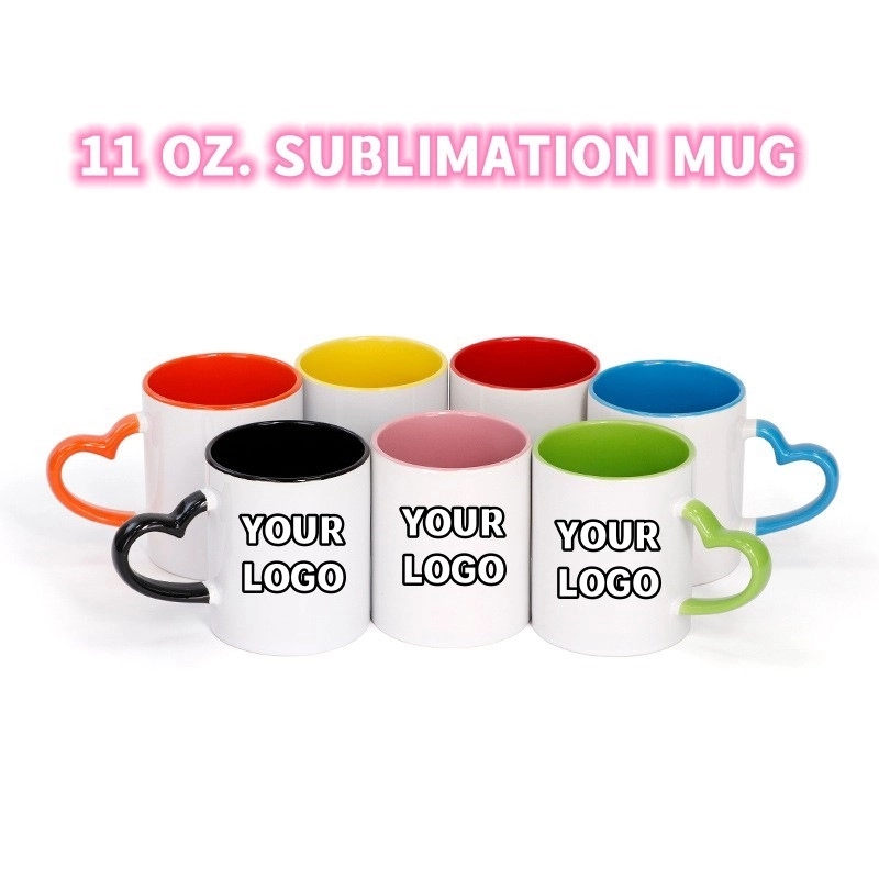 Full Color Heart-shaped Handle 11 oz Ceramic Sublimated Cups 4
