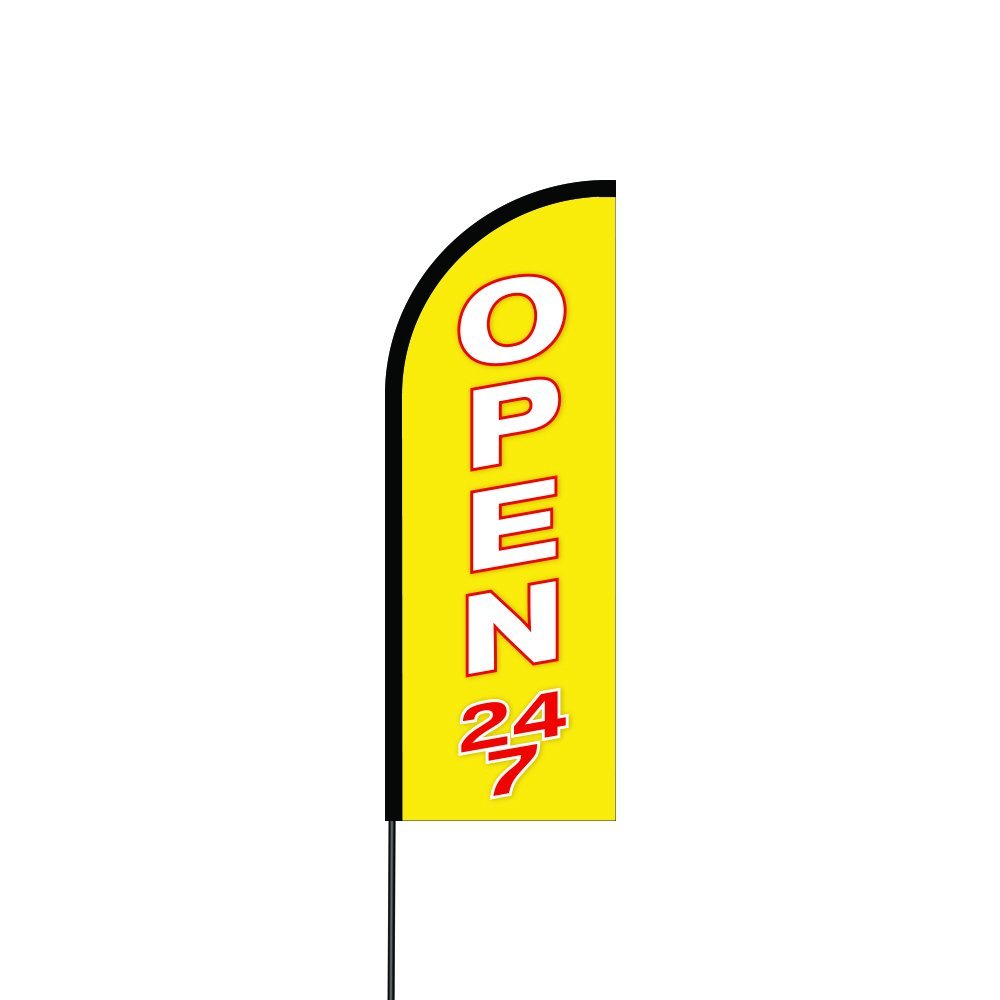 Open 24/7 Flag Kit 11' Feet Feather Flag Sign Outdoor Banner 2