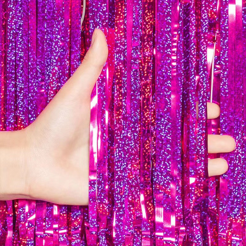 Party Backdrop Christmas Decorations Foil Fringe Backdrop Curtains 13
