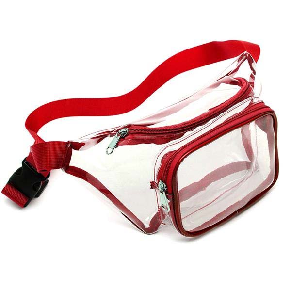 Clear Fanny Pack w/ Two Zipper Pockets Transparent PVC Bag 4
