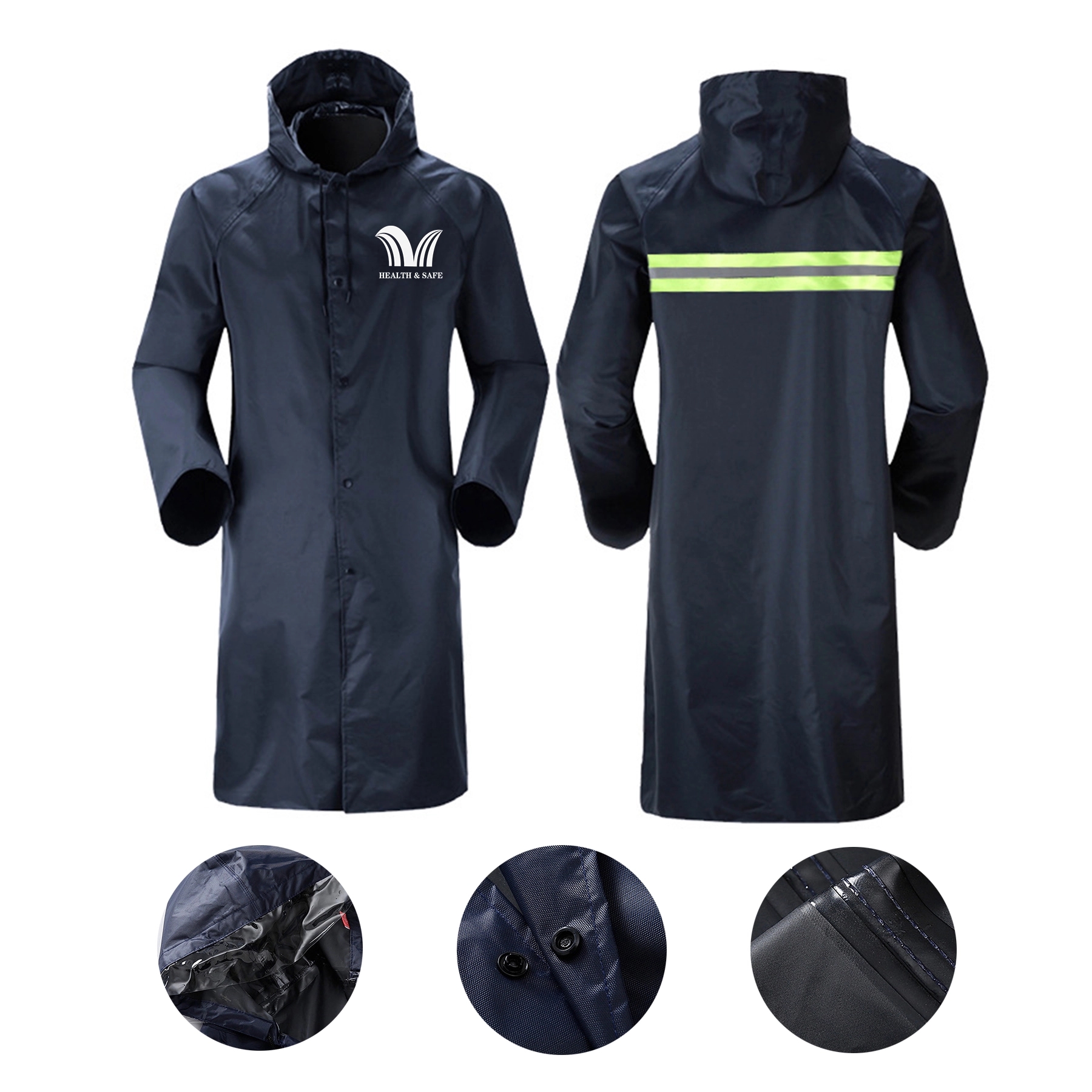 Long Sleeve Hooded Oxford Raincoat 2