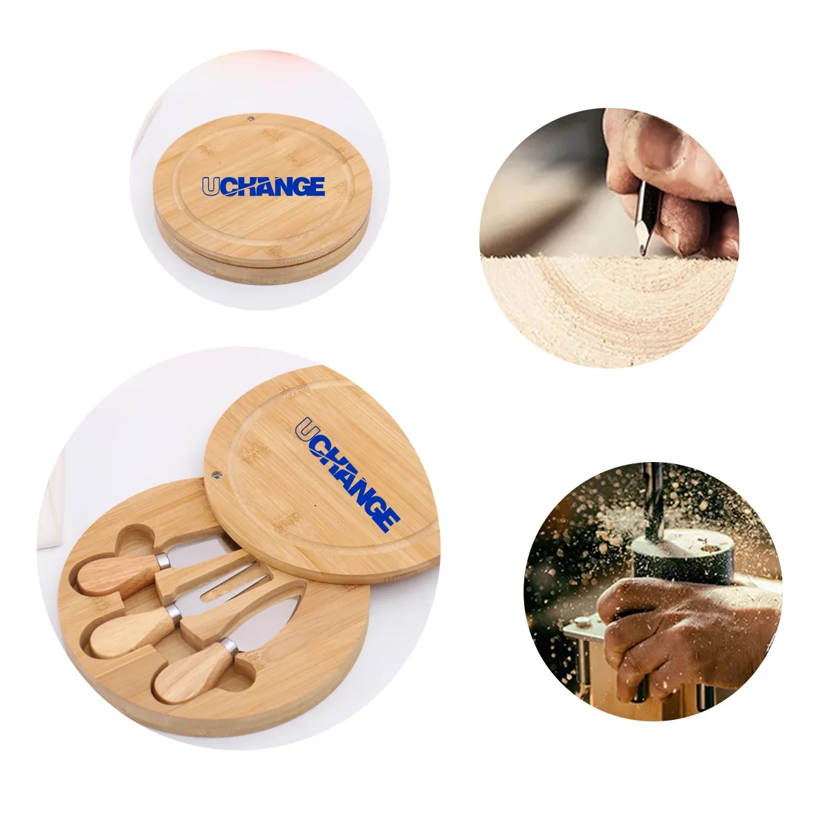 Bamboo Cheese Board Set With Slide-Out Tool Drawer 4