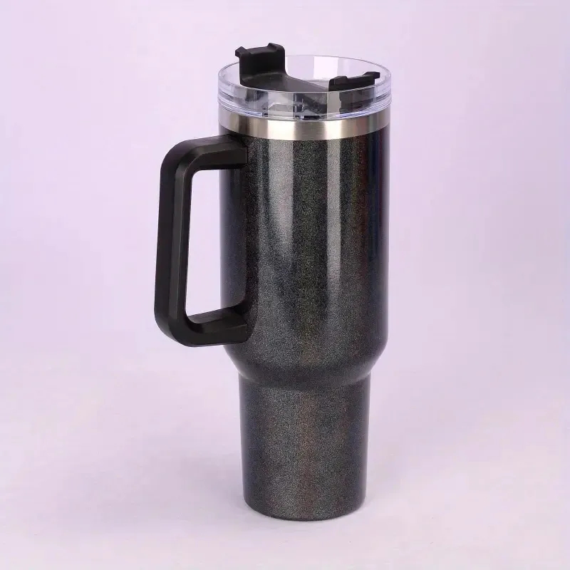 40oz Portable Rainbow Gradient Car Tumbler With Handle Straw 14