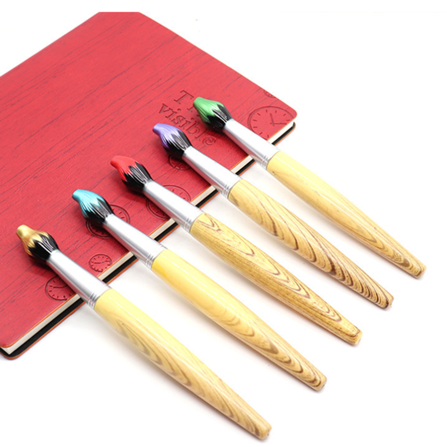 Plastic Rotary Advertising Pen Mimics Wood Grain 2