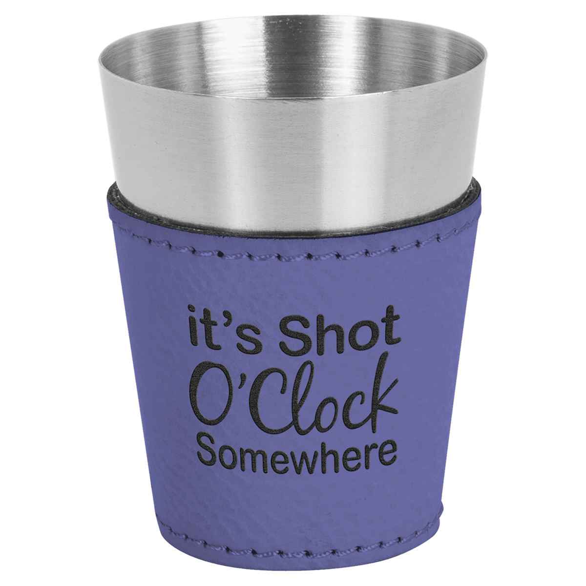 2 oz. Purple Leatherette & Stainless Steel Shot Glass 3