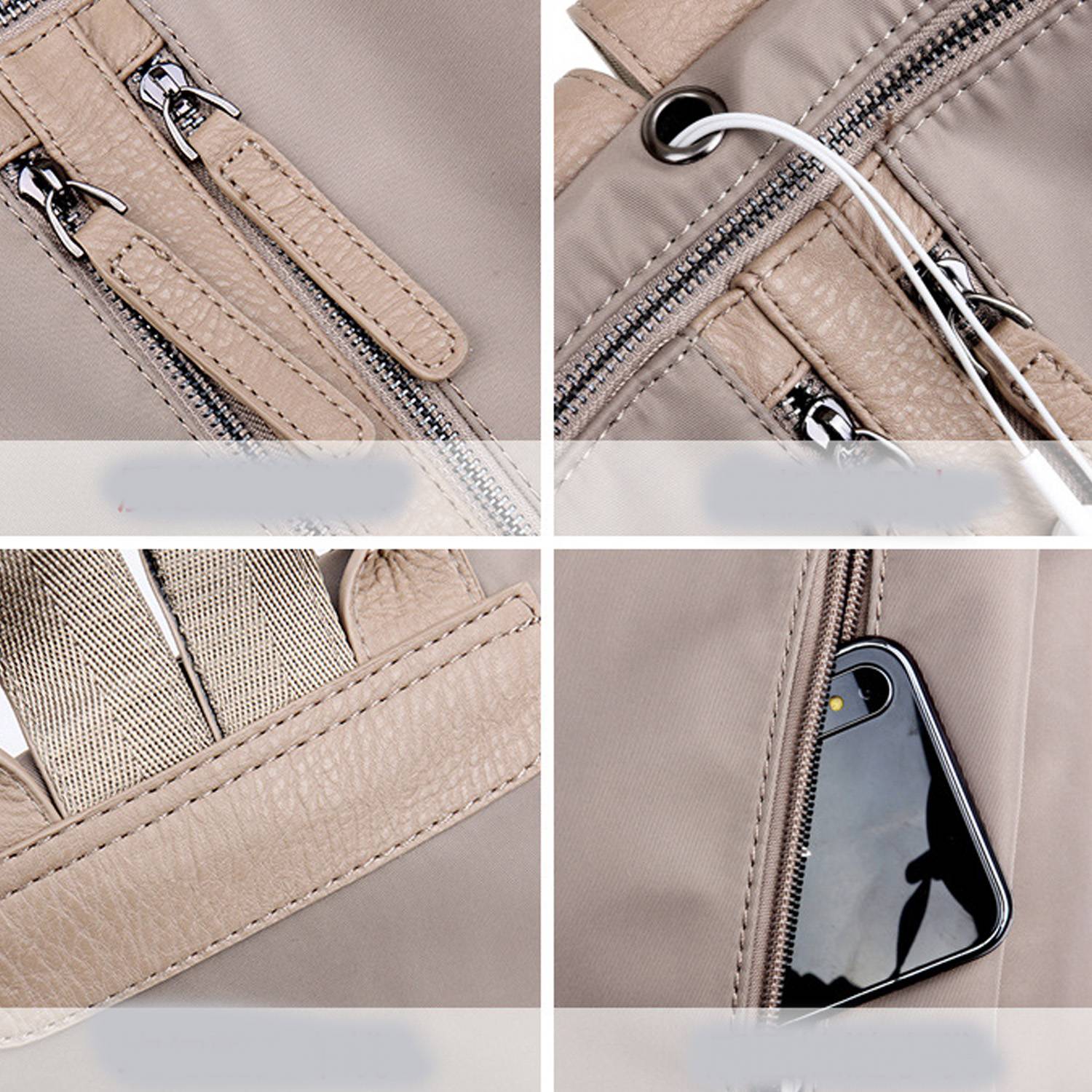 Nylon double zipper college backpack 2