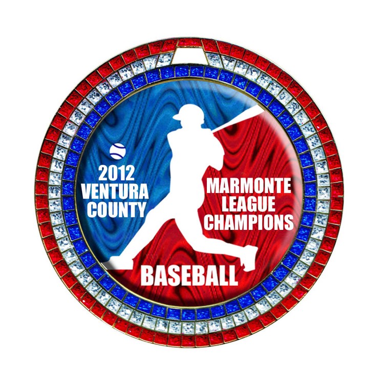 Express Vibraprint™ Red, White & Blue Glitter Insert Medal (2-3/4") 1