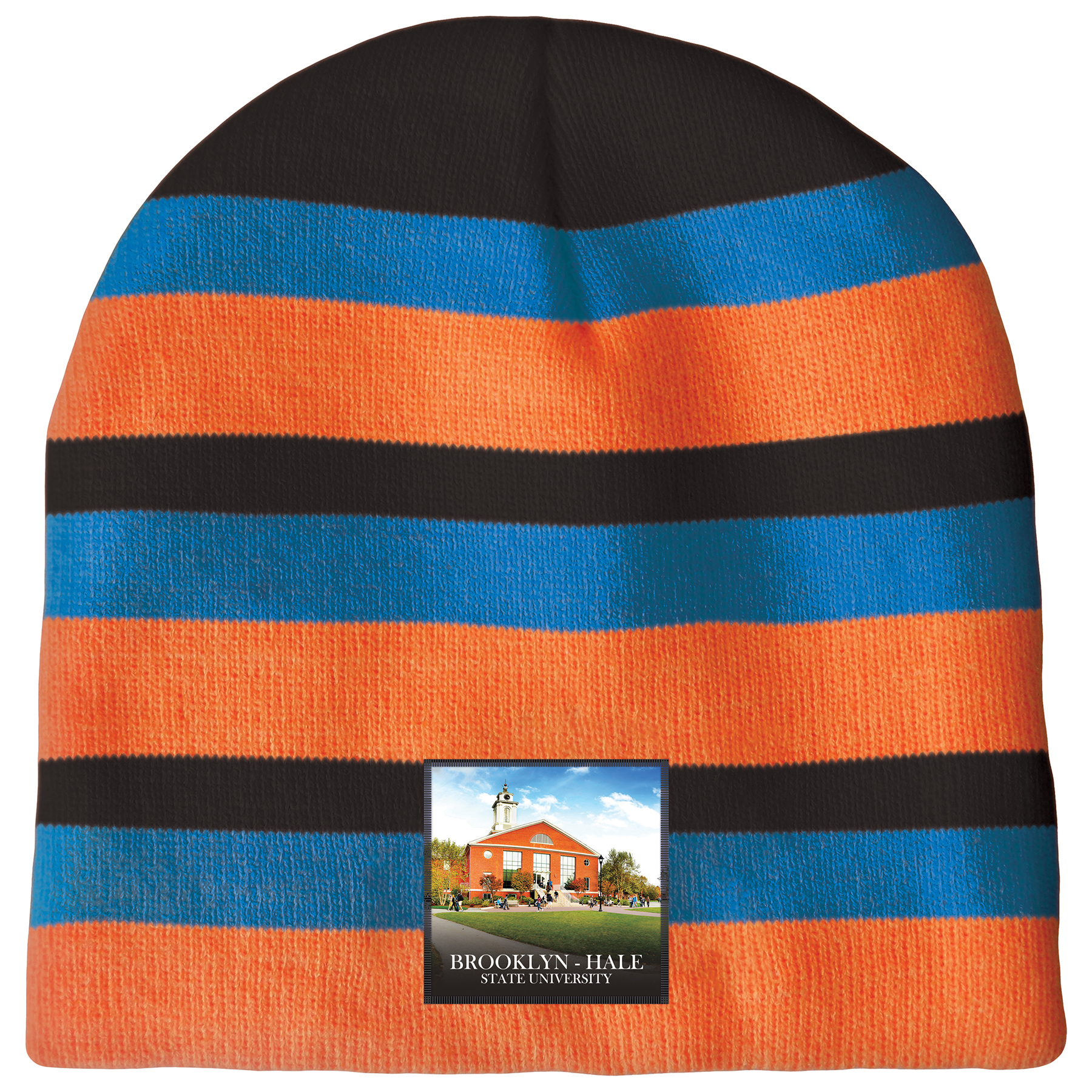 Knit Beanie with No Pom and No Cuff (Printed Logo) 7