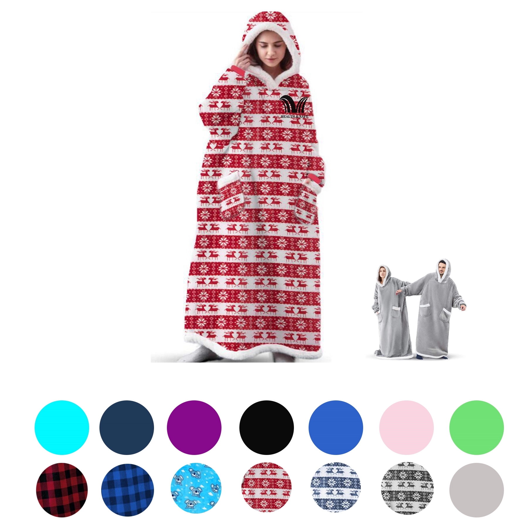 Oversized Microfiber & Sherpa Wearable Blanket 1