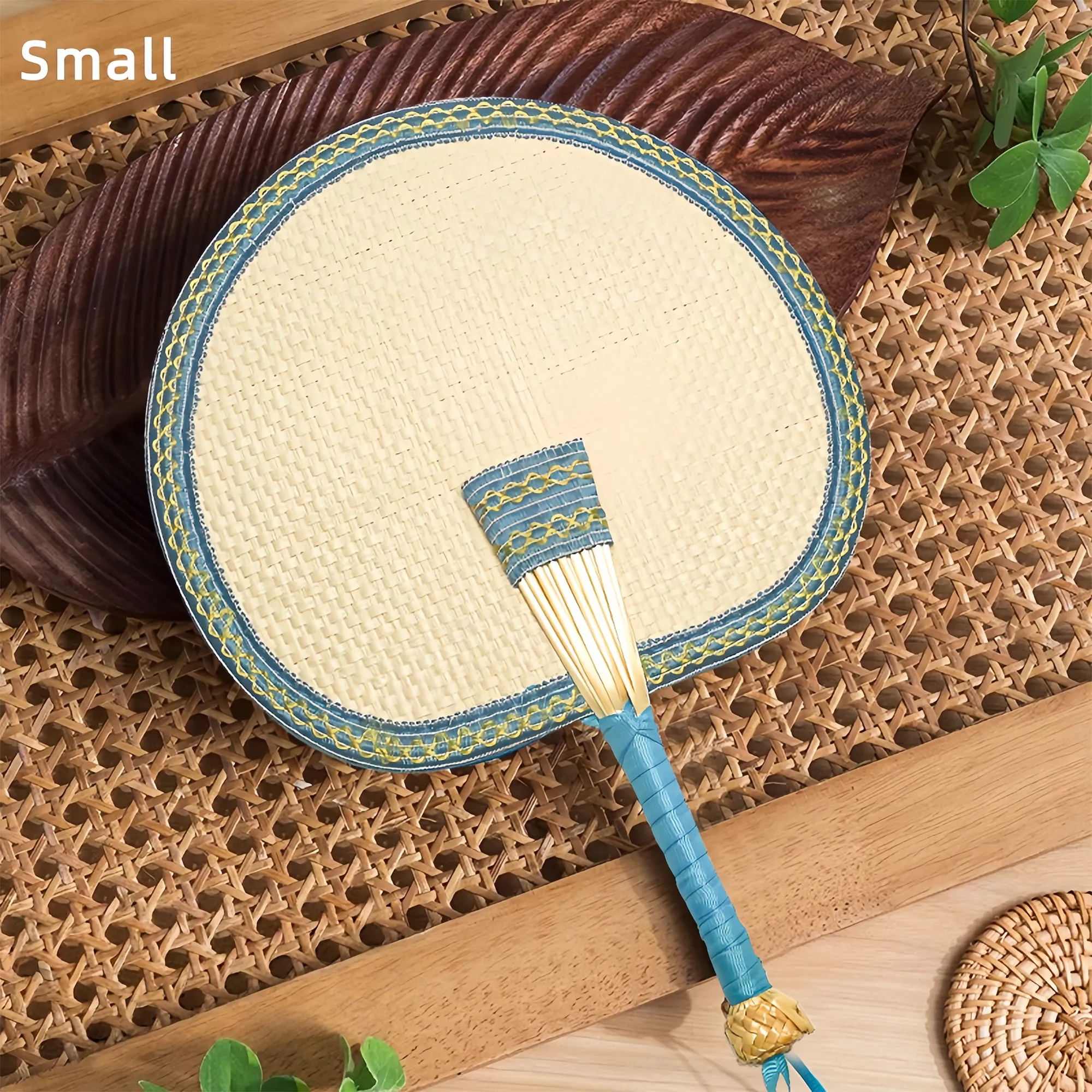 Handmade Wheat Straw Fan Large Traditional Summer Cooling 3