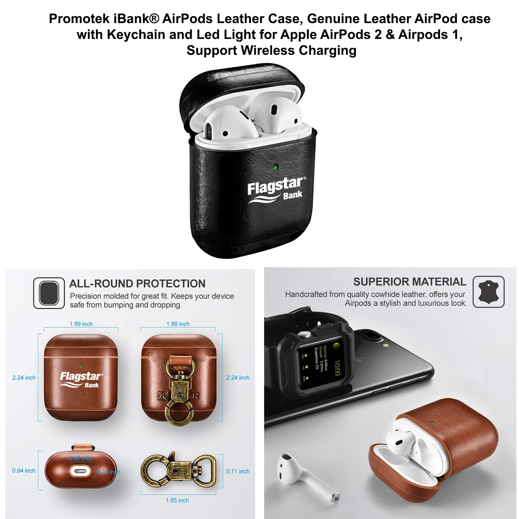 iBank ® Leather Case compatible with AirPods 4 (4th Gen 2024) 2