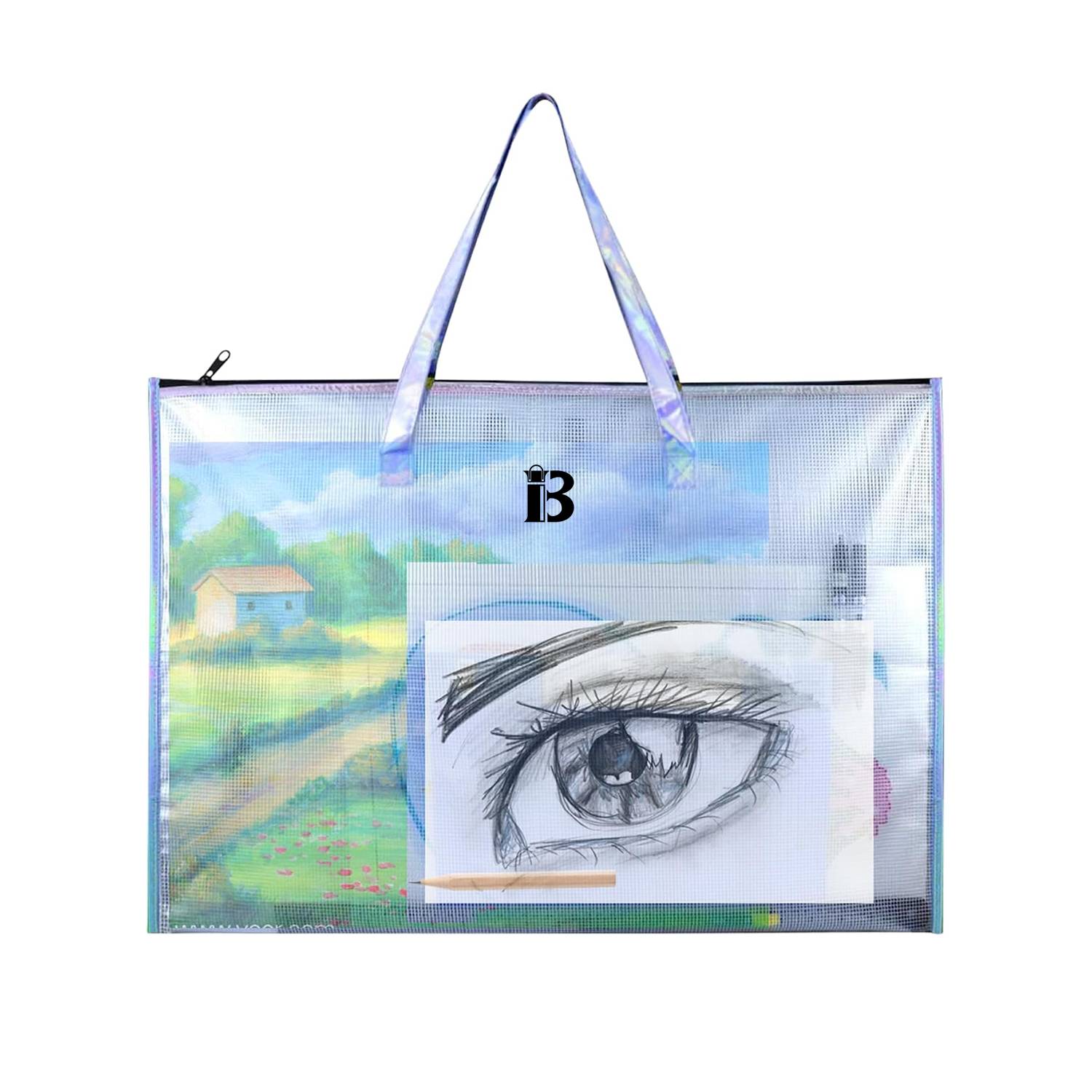 Large Clear Mesh Vinyl Bag w/ Handle 2