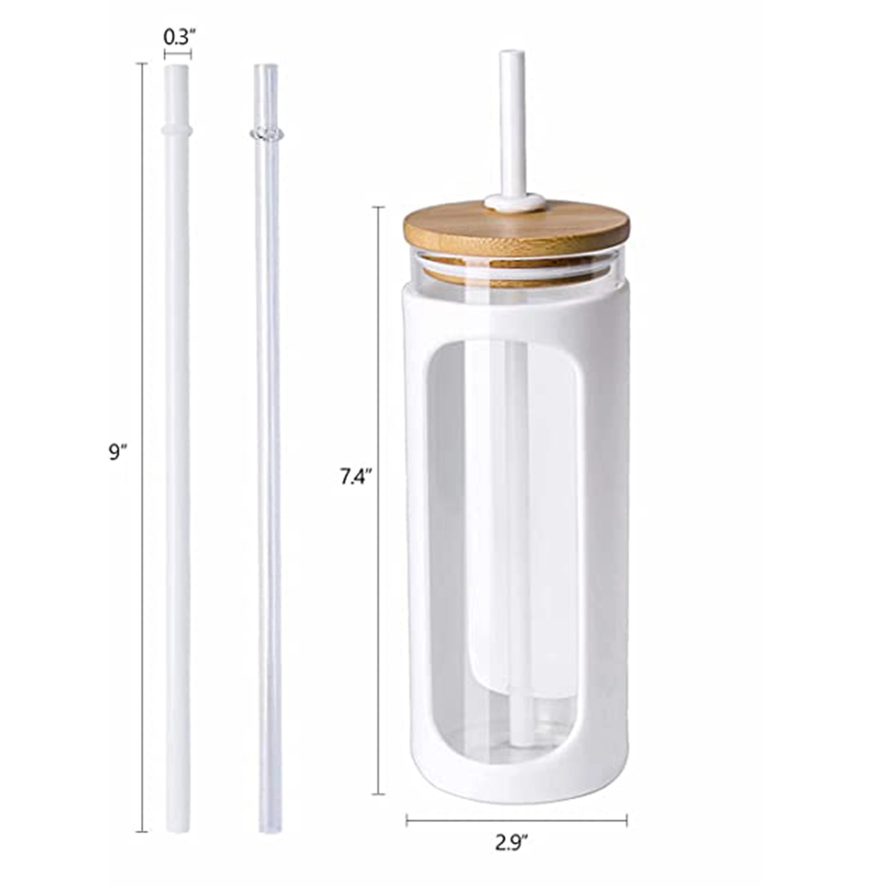 20 oz Glass Water Tumble with Straw and Lid 3