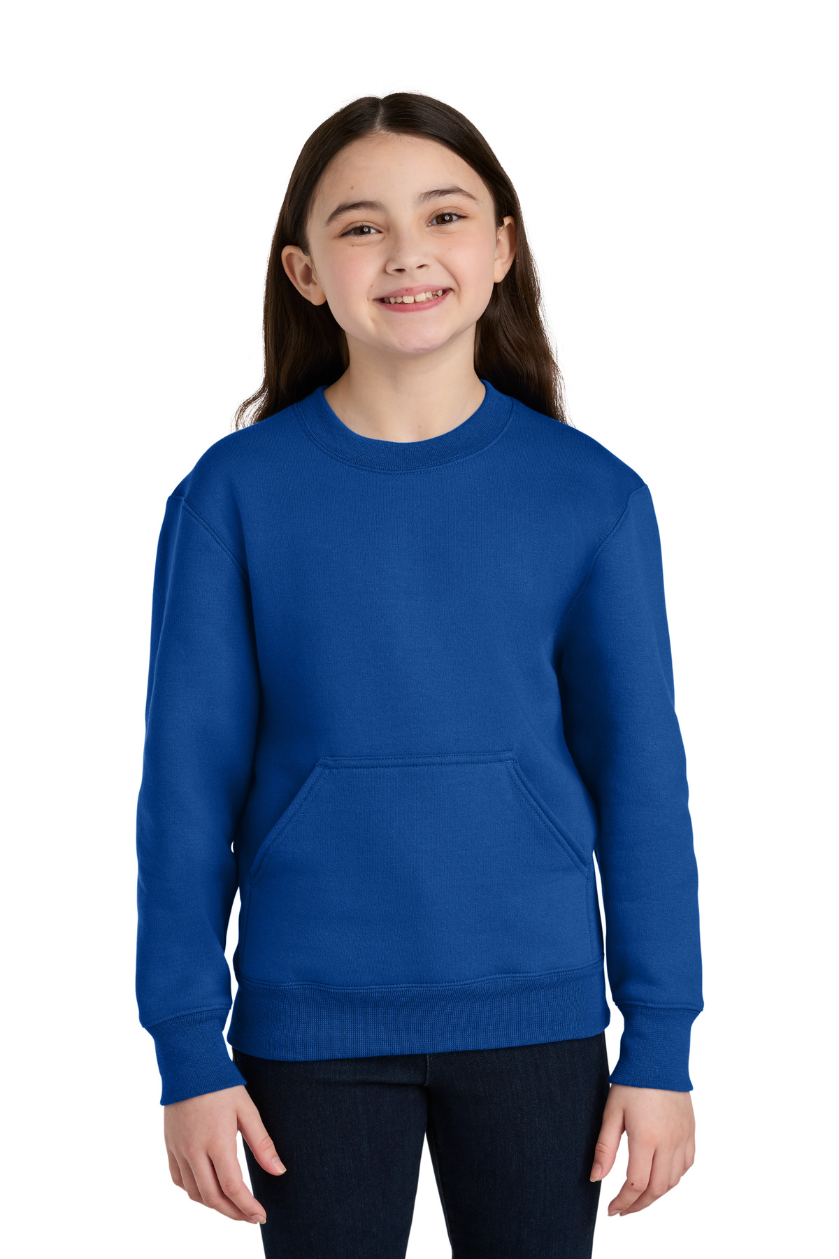 Port & Co Youth Core Fleece Crewneck Pocket Sweatshirt PC78YPKT 30
