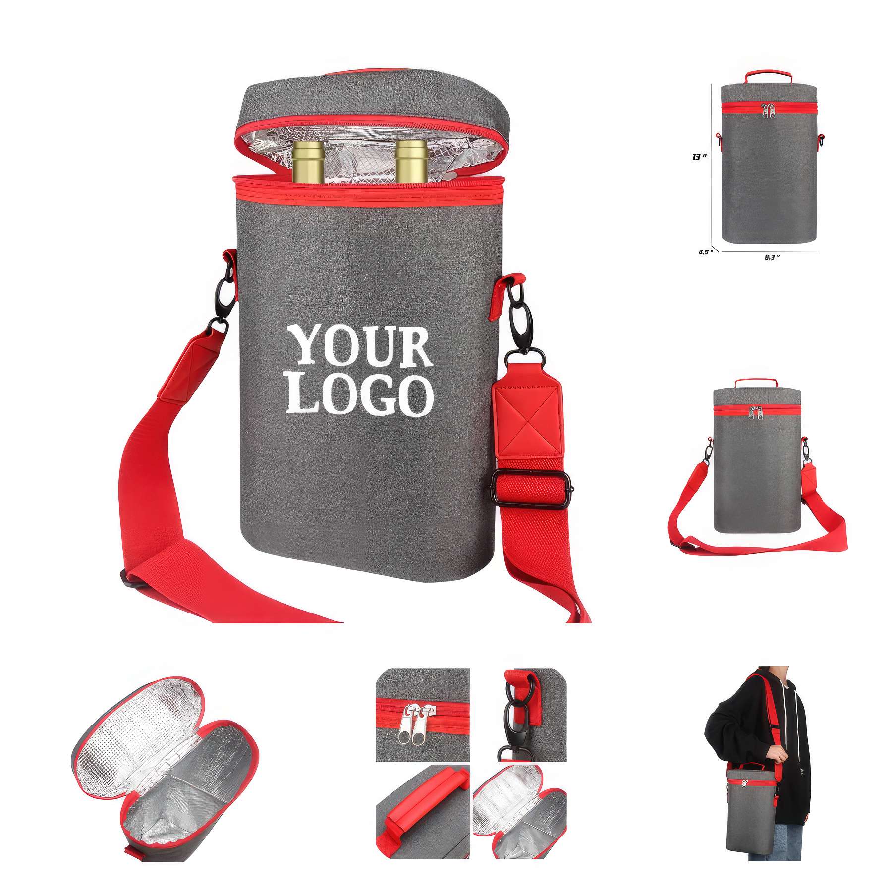 Customizable Insulated Cooler Bag Leakproof Wine Tote 2