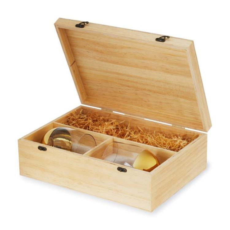 Twine Living® Wood Wine Box and Stemless Glass Set