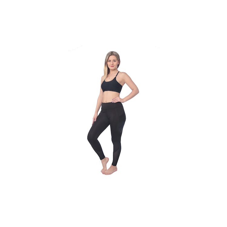 High Waist Performance Sport Leggings - Black with Sheer Panels Small 2