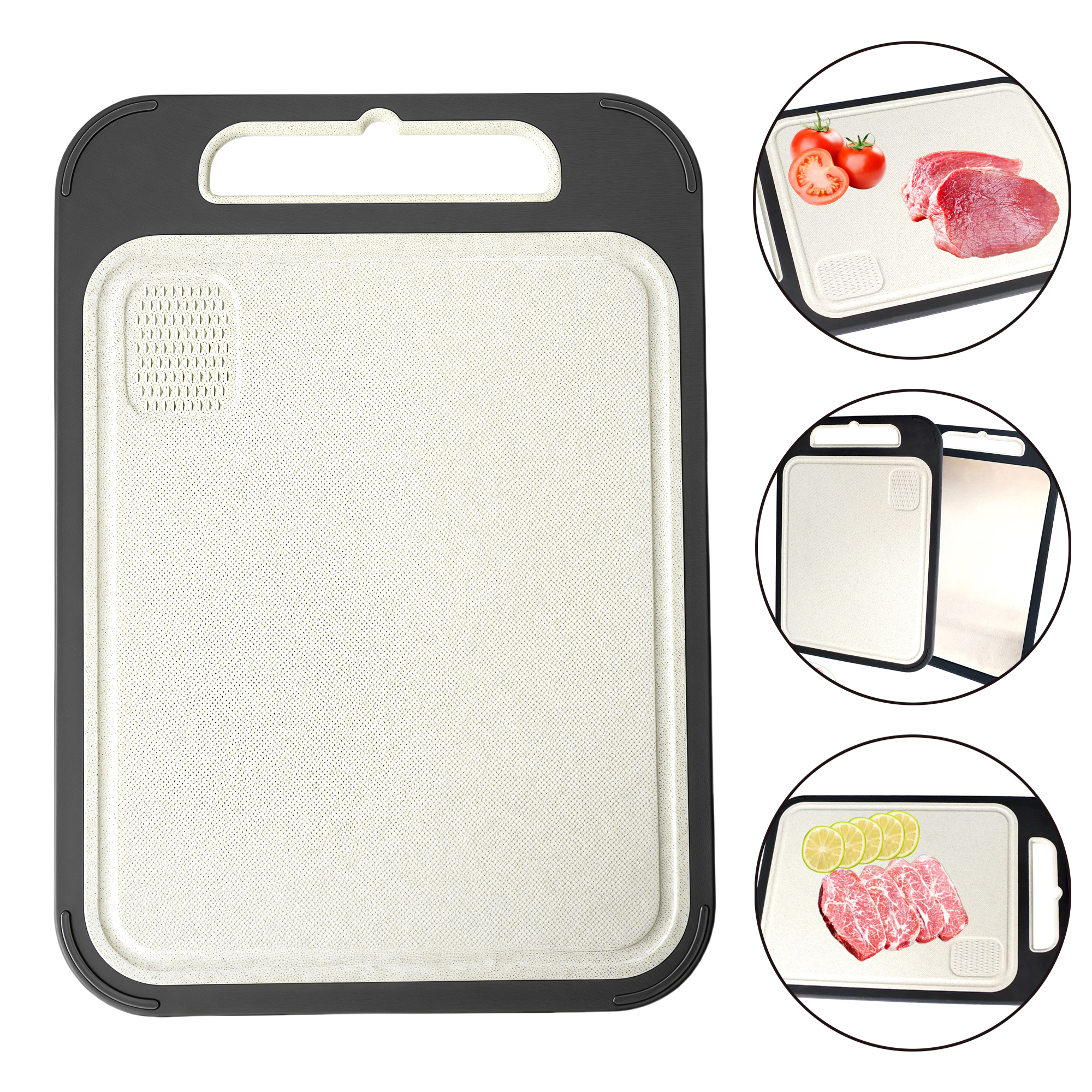 304 Stainless Steel Double-Sided Cutting Board with Non-Slip Base 2