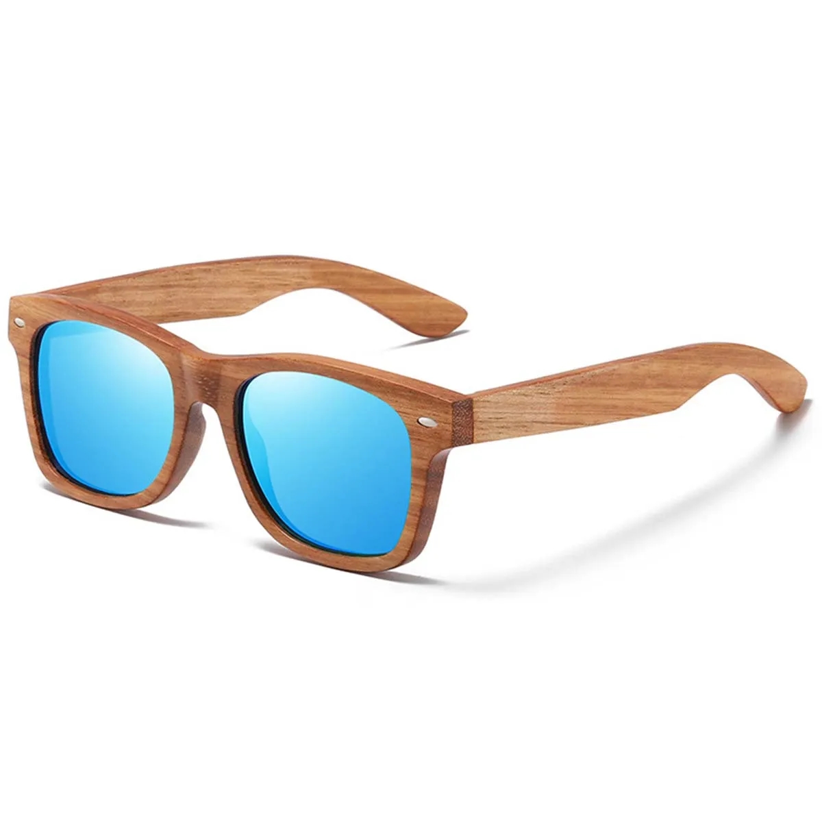 UV400 Unisex Wooden Frame Square Polarized Sunglasses 3
