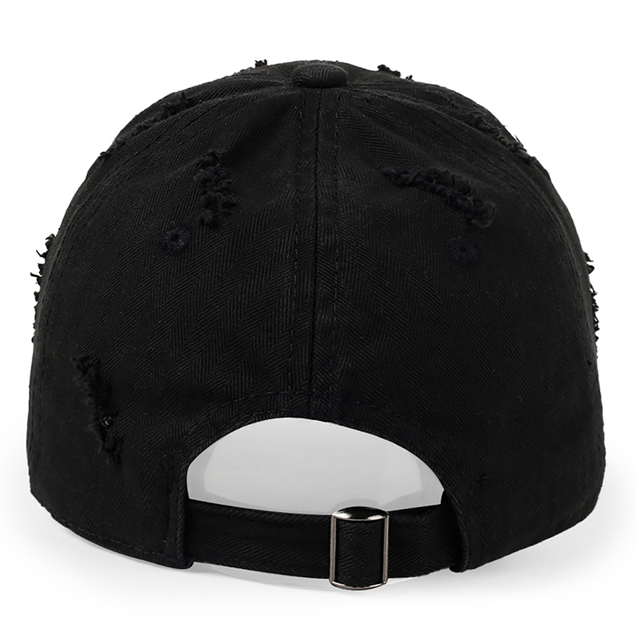 Stock Solid Color Ripped Cotton 6-Panel Baseball Cap 13