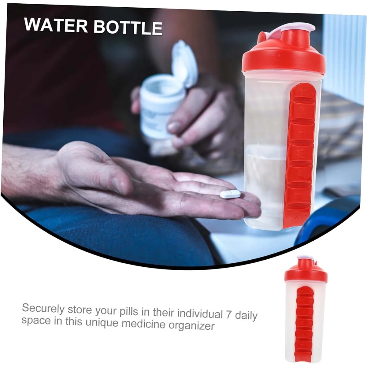 2-in-1 Personal Pill Organizers Shaker Bottle 24 oz. 7