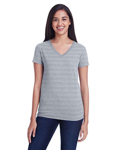Women's Invisible Stripe V-Neck T-Shirt - 252RV 4