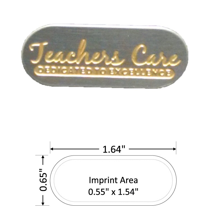 Oval 1.64" Polished Nickel Etched Lapel Pin with Color Fill - USA Made 2