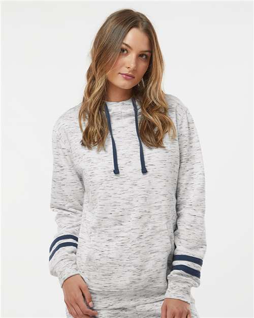 Women's Mélange Fleece Striped-Sleeve Hooded Sweatshirt - 8674 16