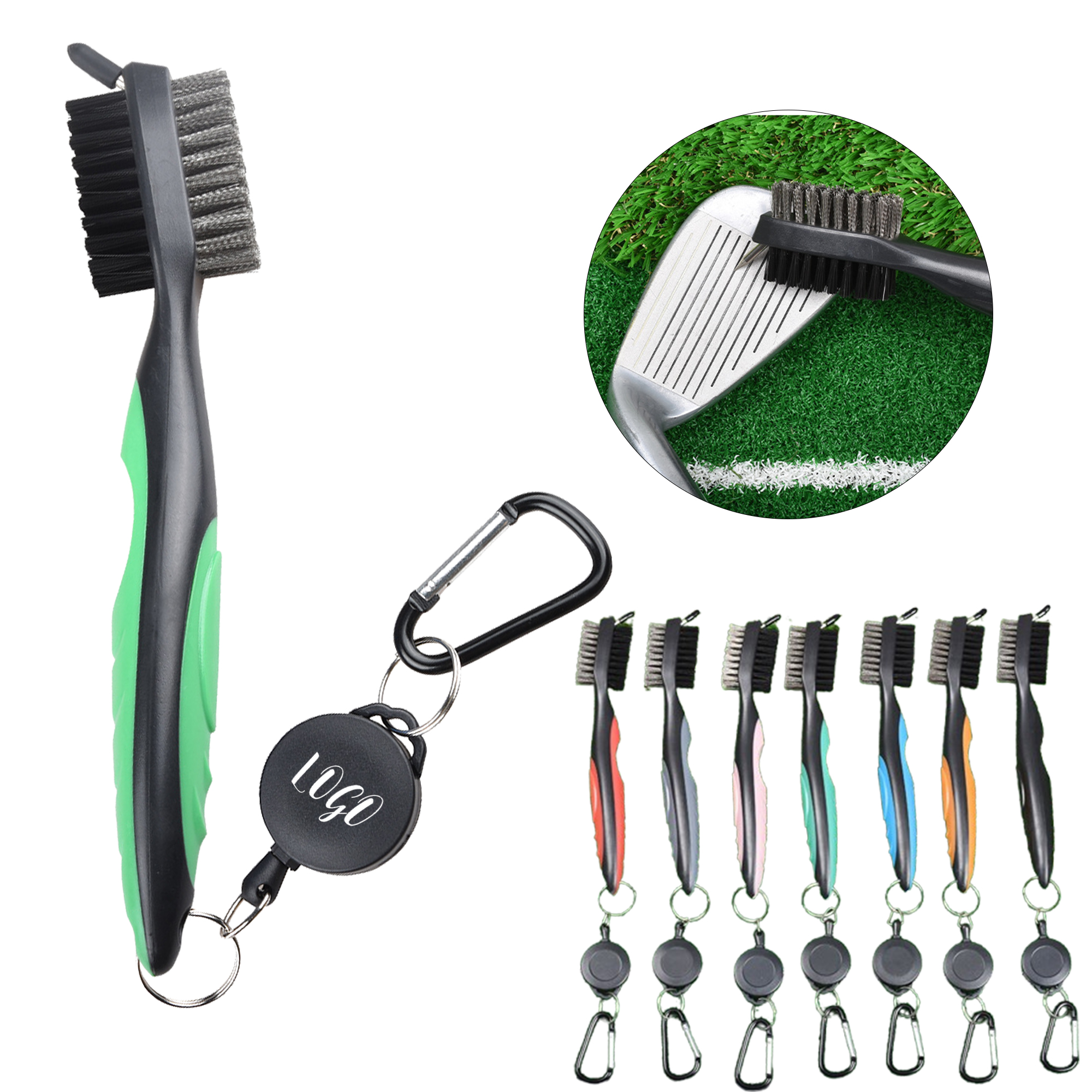 Portable Golf Club Brush With Carabiner 3