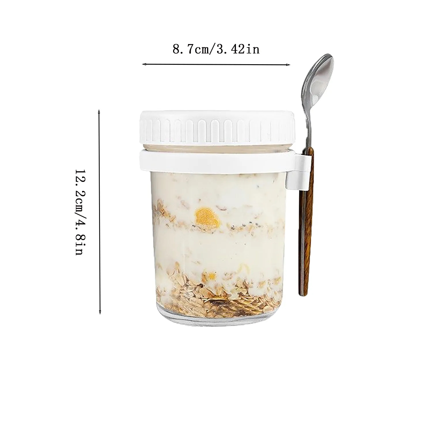 Overnight Oatmeal Cup Glass with Lid and Spoon 4