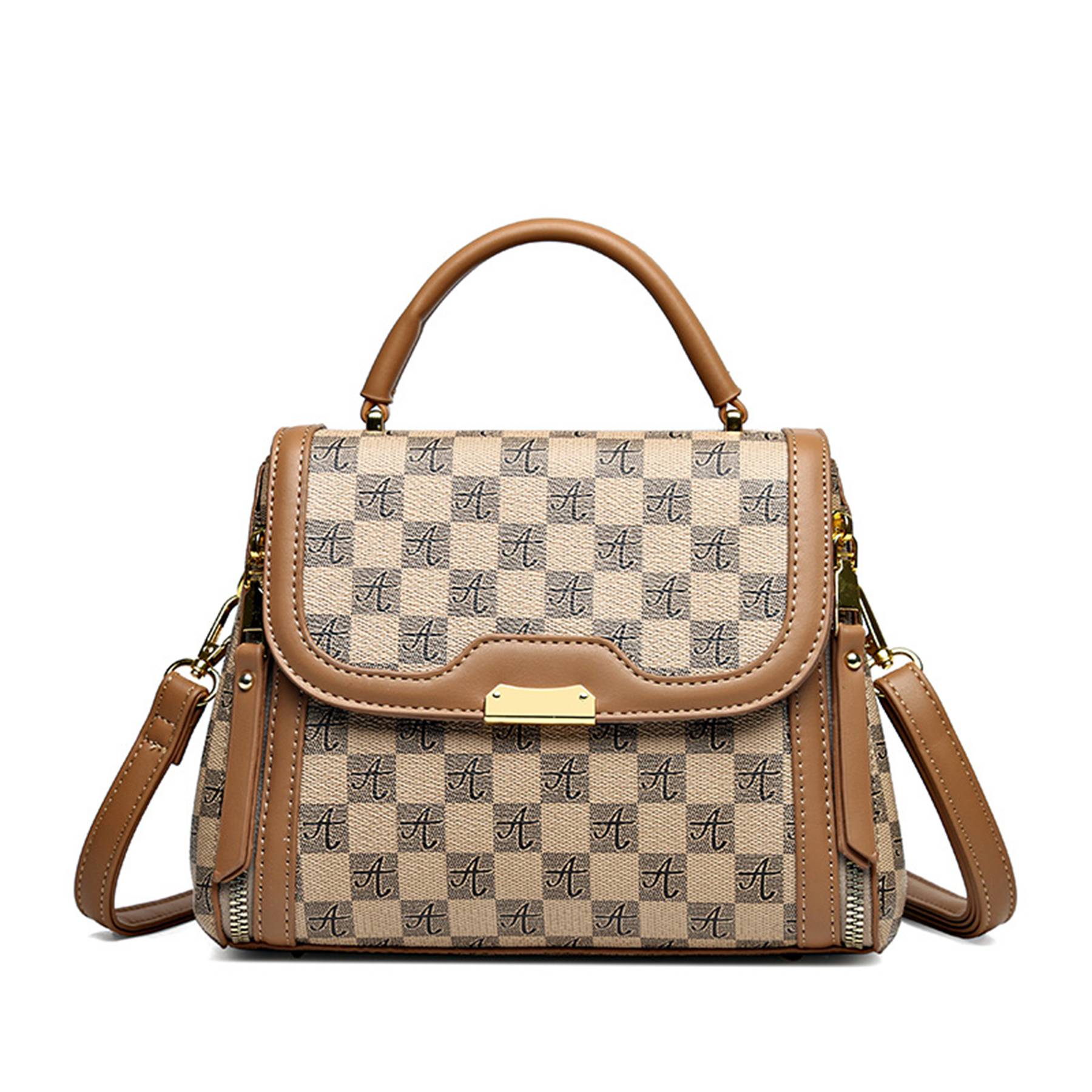 Pu Leather checkered portable Cross-body Bag Women 5