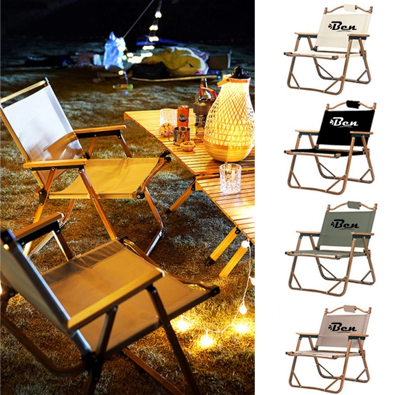 Beach Folding Chair With Wooden Handle And Shoulder Strap 1